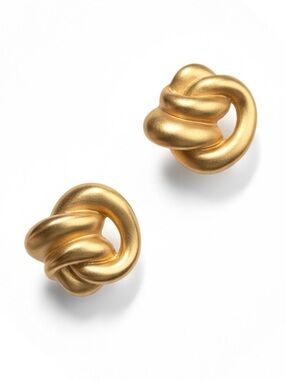 Vintage Class Statement Gold-Tone Knot Stud Earrings | Sculptural Satin Finish